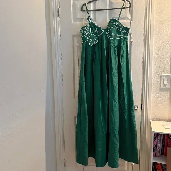 NWT Farm Rio Green Fish Top Maxi Dress Size M - Picture 2 of 3
